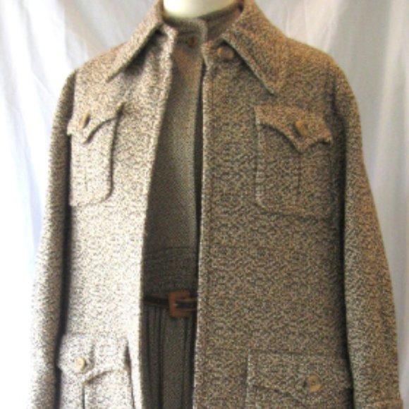 Vintage JAMES GALANOS Couture Tailored Brown Knit Midi Dress, Sz 8 - Picture 9 of 9